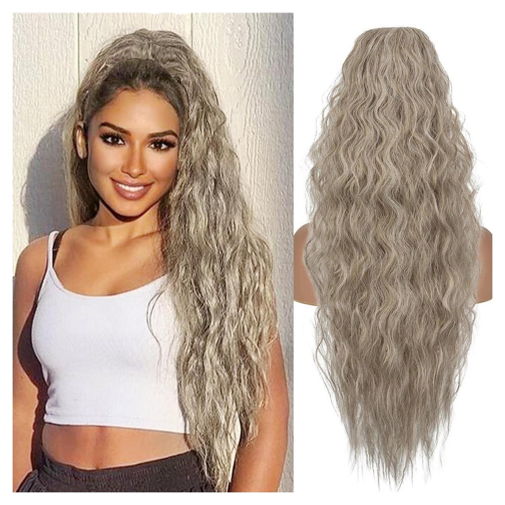 Pferdeschwanz Haarteil 80cm B-Aschbraun mit weißblond Highli 1 St