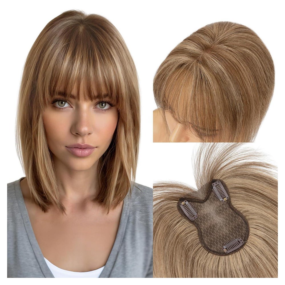 Haarteil Clipin Echthaar 360Grad Mit Pony 4p27 Mittelbraun D 1 St
