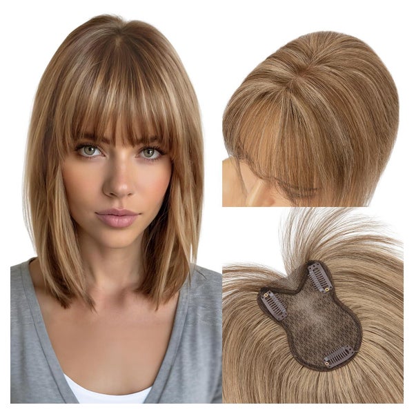Haarteil Clipin Echthaar 360Grad Mit Pony 4p27 Mittelbraun D 1 St