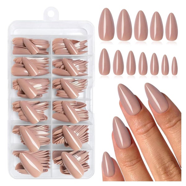 Acrylnägel 240 Stück Mandel PressOn Nagelspitzen braun 1 St