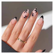 Nägel Französisch Mandel Blumen Gänseblümchen 24er Schwarz 1 St