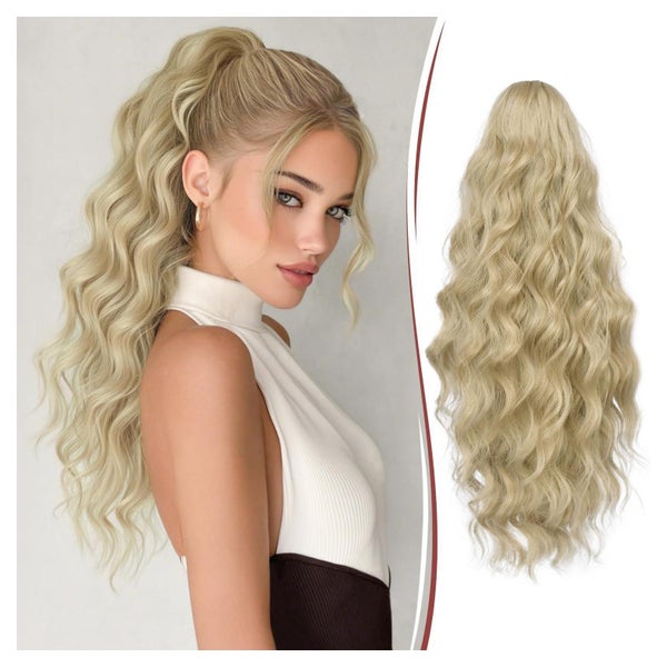 Pferdeschwanzverlängerung Klammer 50 cm Warmes Blond mit Hig 1 St
