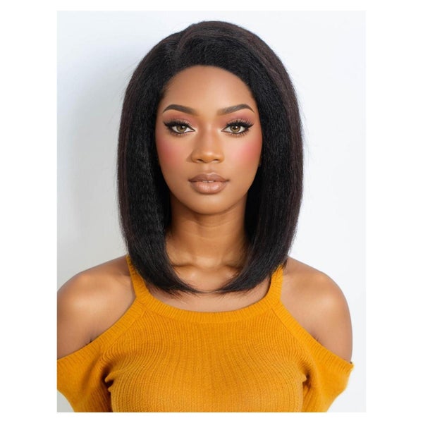 Perücken Bob Lacefront Echthaar Kinky Straight Glueless 40 c 1 St