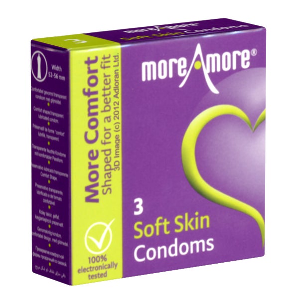 «Soft Skin» 3 Vanille-Kondome, 52-56 mm, silikonbefeuchtet (3 Kondome) 3 St