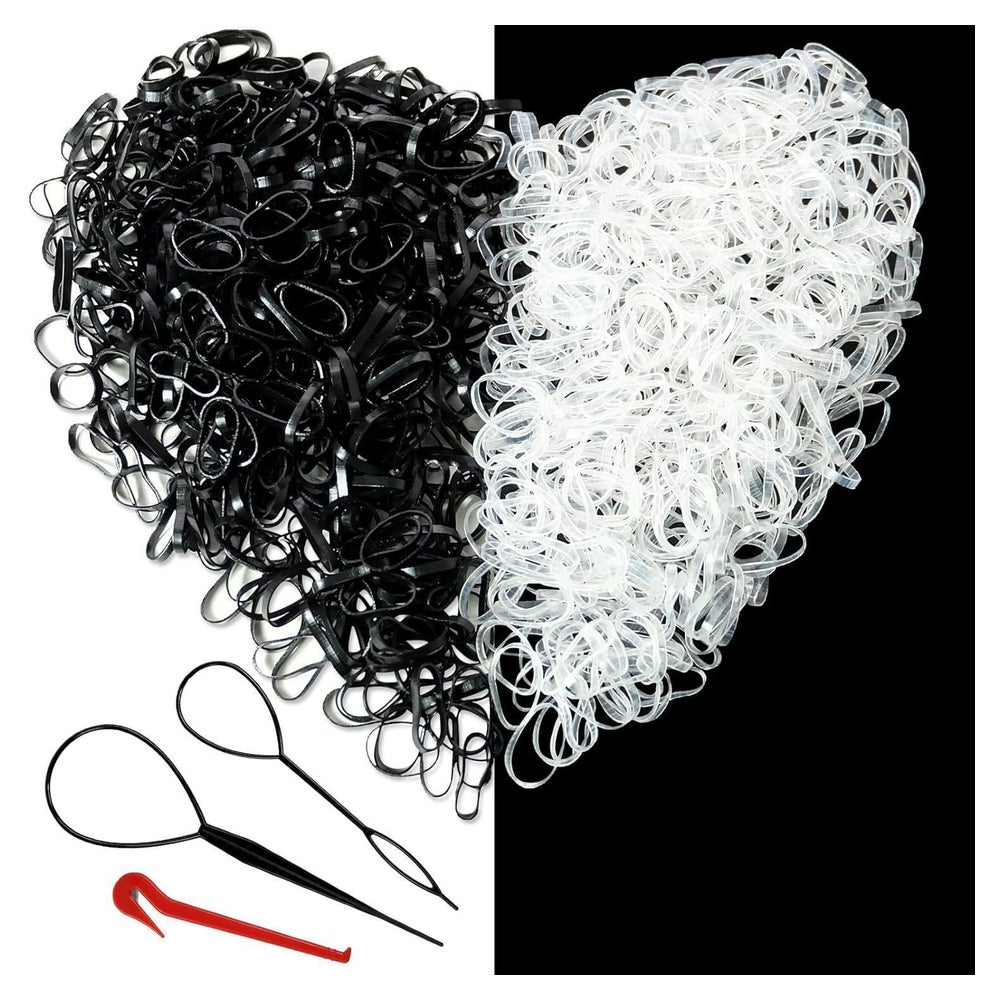 1000 Mini Haargummis Haarzubehör Set Schwarz Transparent Zöp 1 St