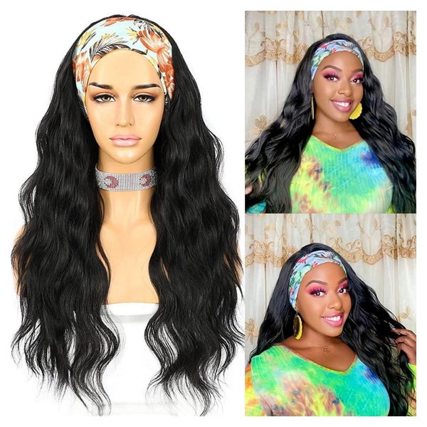Perücke Stirnband Body Wave kleberlos 150 26 inch Schwarz 1 St