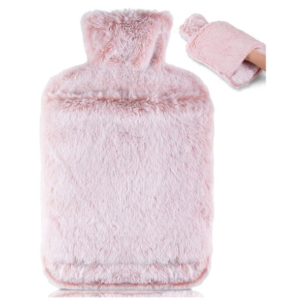 Wärmflasche Auslaufsicher 2L Naturkautschuk Bezug Rosa 1 St