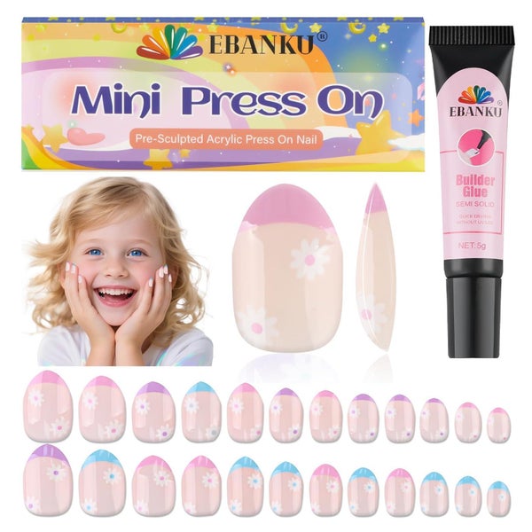 PressOn Nägel Kinder 24er Nagelkleber Kit Gänseblümchen 1 St