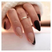 24er Set Schwarze Mattgold Swirl Mandel Press on Nägel Faux 1 St
