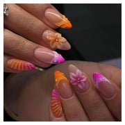 Press On Nägel 24 Stück Mandel French Tips 3D Blume Acryl st 1 St
