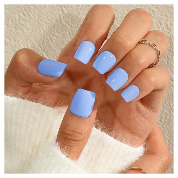 Künstliche Nägel Kurz Quadratisch Set 24 Stück Blau 1 St