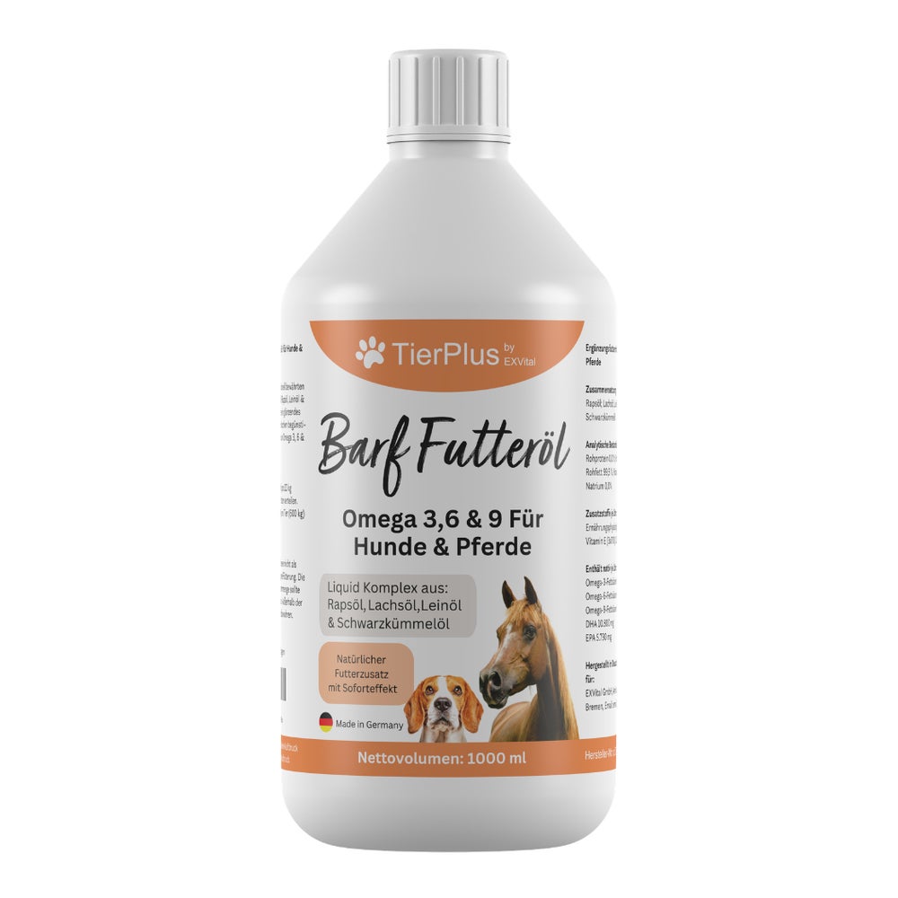 EXVital® TierPlus Barf Futteröl für Hunde & Pferde 1000 ml