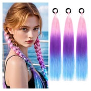 Haarverlängerungen Ombre 60cm Synthetik Rosa Violett Blau 1 St