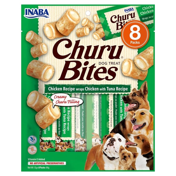 INABA Churu Bite Chicken 8x12g Wrap mit Huhn und Thunfisch für Hunde 0,096 kg