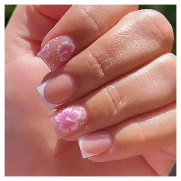 Kunstnägel Press On Square Kurz Rosa French 24 Stück Geblümt 1 St