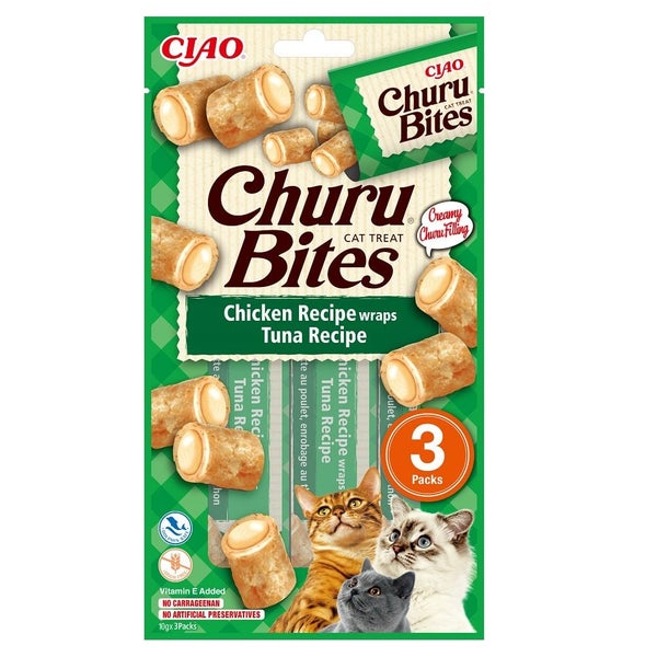 INABA Churu Bites Chicken tuna wrap 3x10g Thunfisch-Wickel für Ihre Katze 0,03 kg
