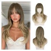 Perücke Pony Frauen Lang 60cm Gerade Fransen Braun Ombré Blo 1 St