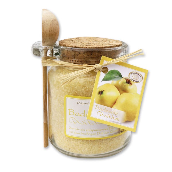 Badesalz Quitte im Glas mit Holzlöffel 300 g