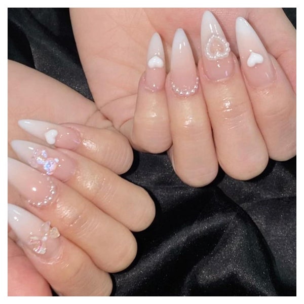 Press On Nails Almond French Gradient mit Dekoration 1 ml (1 1 St