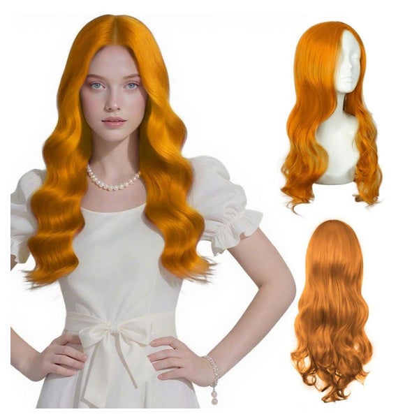 Perücke Synthetik Damen Locken Wellen Haarnetz Orange 2PC-66 1 St