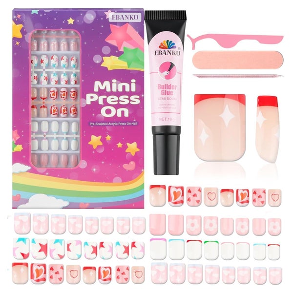 Falsche Nägel Kinder 130 Stück Mädchen französisch rosa Rege 1 St