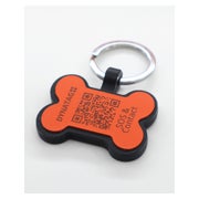 Hundemarke Knochenform Silikon Orange – QR-Code Tier-ID mit Online-Profil 1 St