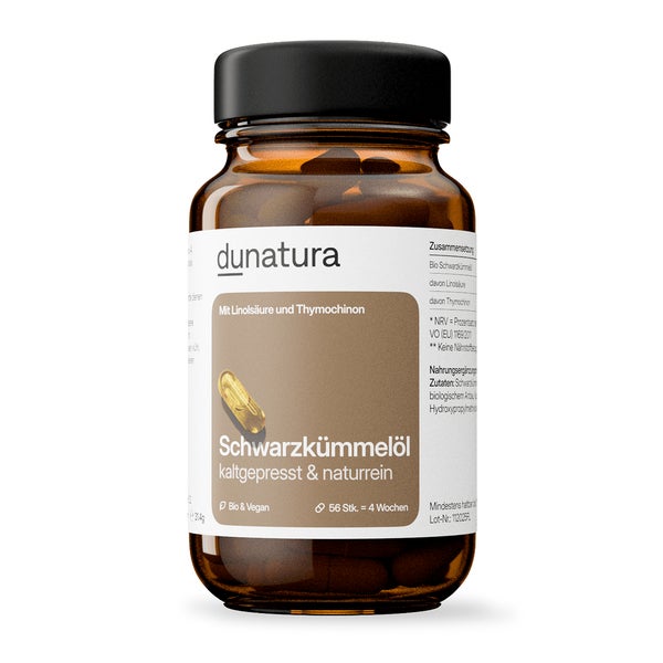 Bio Schwarzkümmelöl (500 mg) – 56 Kapseln in Glasflasche 56 St