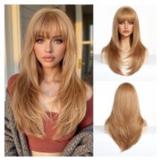 Perücke Damen synthetisch gerade Fransen erdbeerblonde Erdbe 1 St