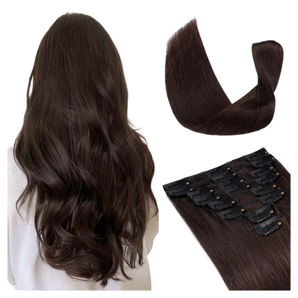 Clip in Extensions Echthaar Remy 8 Tressen 18 Clips 25 cm Du 1 St