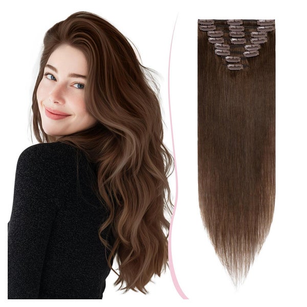 Clip in Extensions Remy 20 cm - 45 g 04#Kastanienbraun Choco 1 St