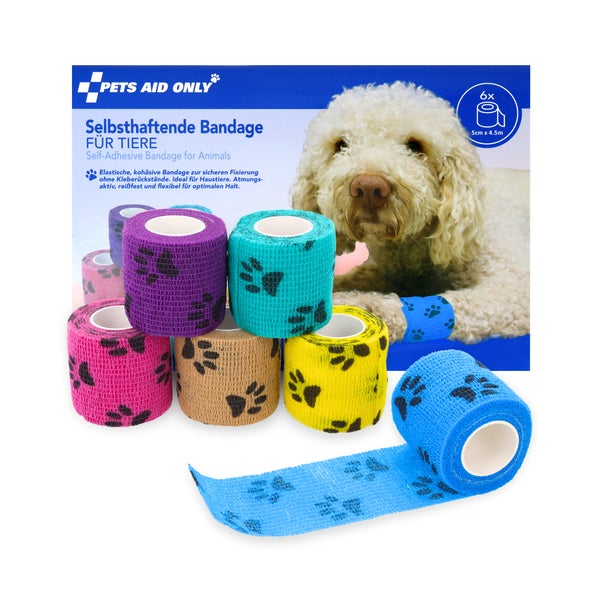 Pets Aid Only Selbsthaftende Bandagen für Tiere 6 Stück 6 St
