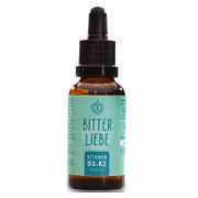 BitterLiebe Vitamin D3 K2 Tropfen hochdosiert und vegan - K2 Vitamin und hoch bioverfügbare Vitamin D3 - für starke Knoche und Immunsystem, fördert Herz-Kreislauf-System und Muskelgesundheit 1x 30 ml