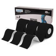 LiangMai Kinesiotape Set (3x 5cm x 5m) - Schwarz, Wasserfest & Hautfreundlich