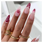 Künstliche Nägel Almond Weiß 3D Blumen French Nagelkleber FC 1 St