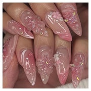 24 Stück Mandelförmige Blumen Perl 3D Wellen Nagelkunst Set 1 St