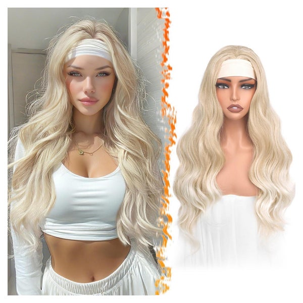 Perücke Stirnband gewellt synthetisch Frauen 66cm Blond 1 St