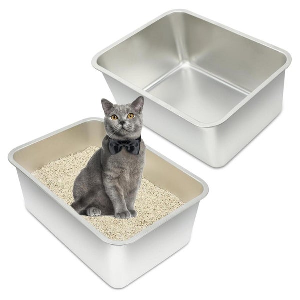Katzentoilette Edelstahl Offen Groß Rostfrei 2PCS-50×35 1 St
