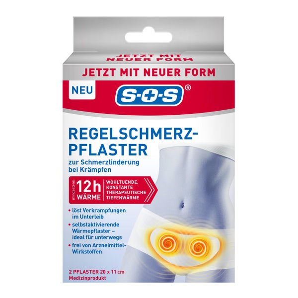 SOS Regelschmerz-Pflaster | Bis zu 12 h Wärme | 2 St
