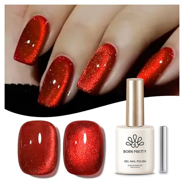 Gel Nagellack Cat Eye Magnetic Holografisch Glitzer UV Rubin 1 St