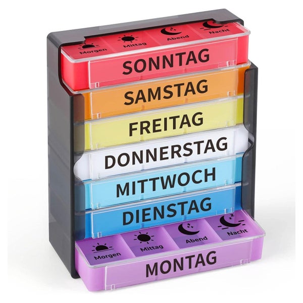 Pillendose Tablettenbox 7 Tage 4 Fächer Organizer BPA-frei 1 St