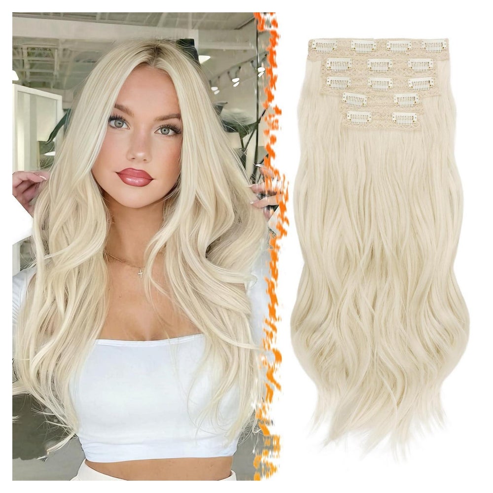 Haarverlängerungen Clip in Synthetisch 5 Platinblond Gemisch 1 St