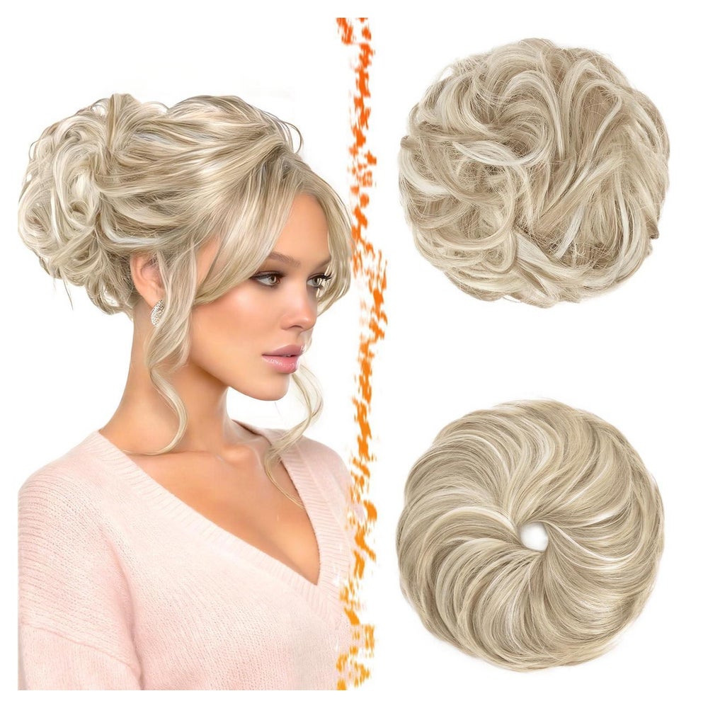 Haarteil Haargummi Dutt Extensions Mittleres Blond Mit Weiße 1 St