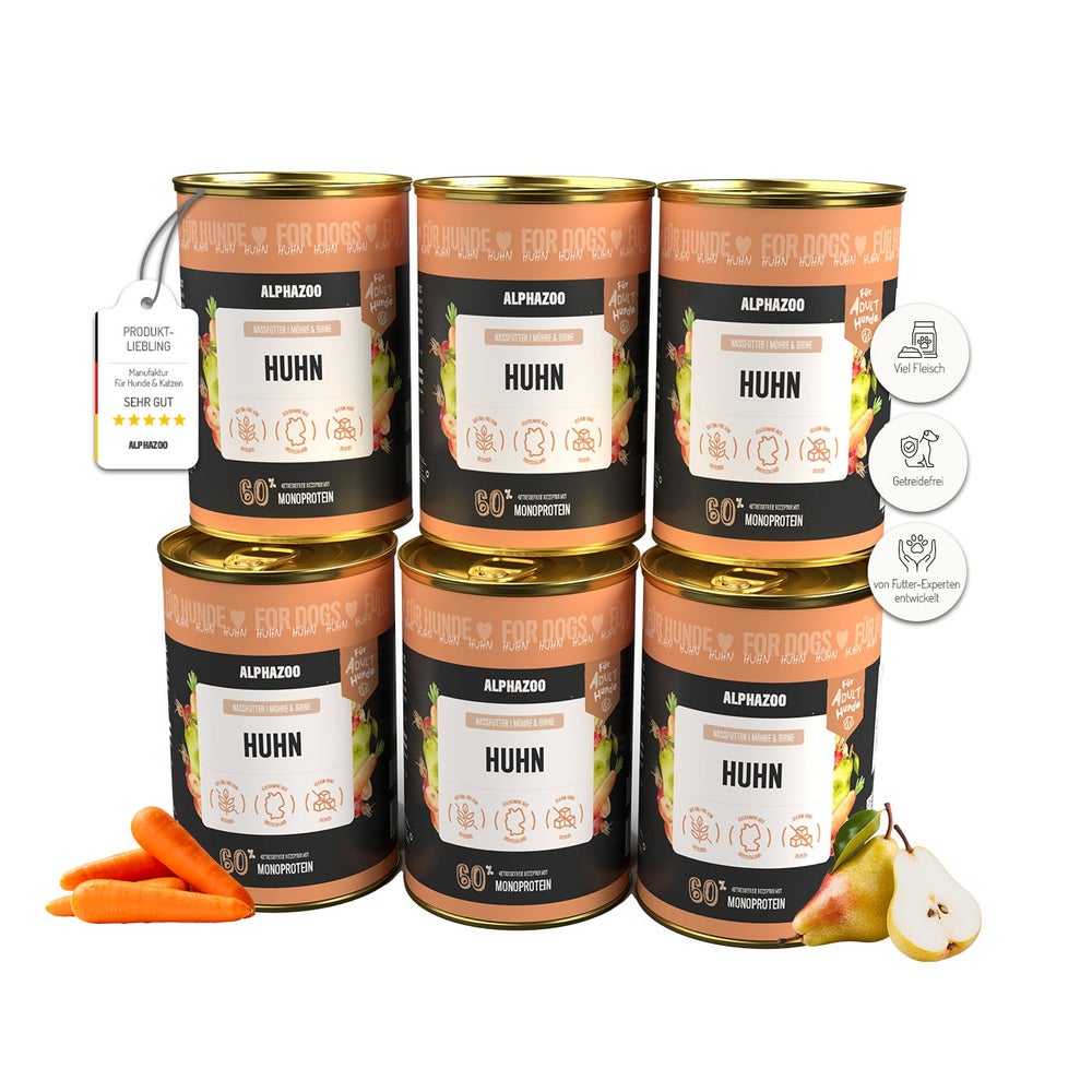 Monoprotein Huhn Nassfutter für Hunde 6er 2400 g
