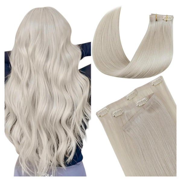 Extensions Clip in Echthaar Blond 55cm 7PCS 2.3#60 Invisible 1 St