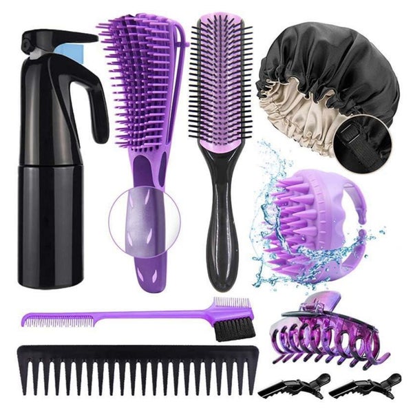 Aozzy Detangle Haarbürste Set Naturhaar Afro 3a-4c, 9-Reihig 1 St