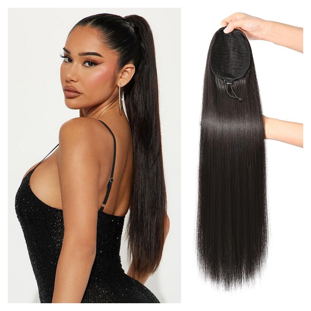 Pferdeschwanz Haarverlängerung 71cm Kordelzug Schwarz Braun 1 St