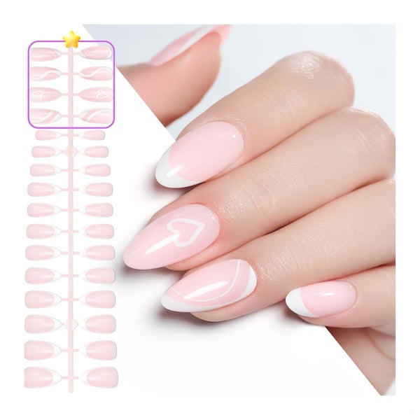 Press On Nägel Mittlere Mandel X French 160pcs 12 Größen E 1 St