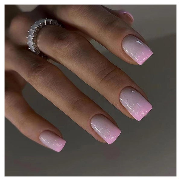 24 Stück Rosa Gradient French Künstliche Nägel, Acryl Full C 1 St