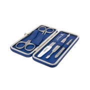 Maniküre Etui 5-tlg. aus blauen Kunstleder