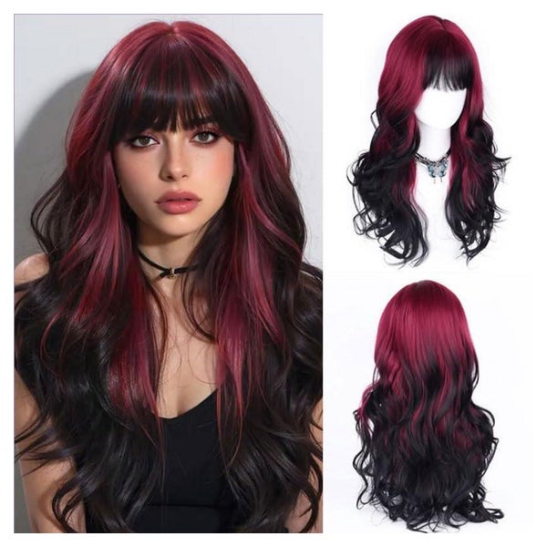 Perücke Synthetische Faser Ombre Rot Locken Damen Rote Haarw 1 St